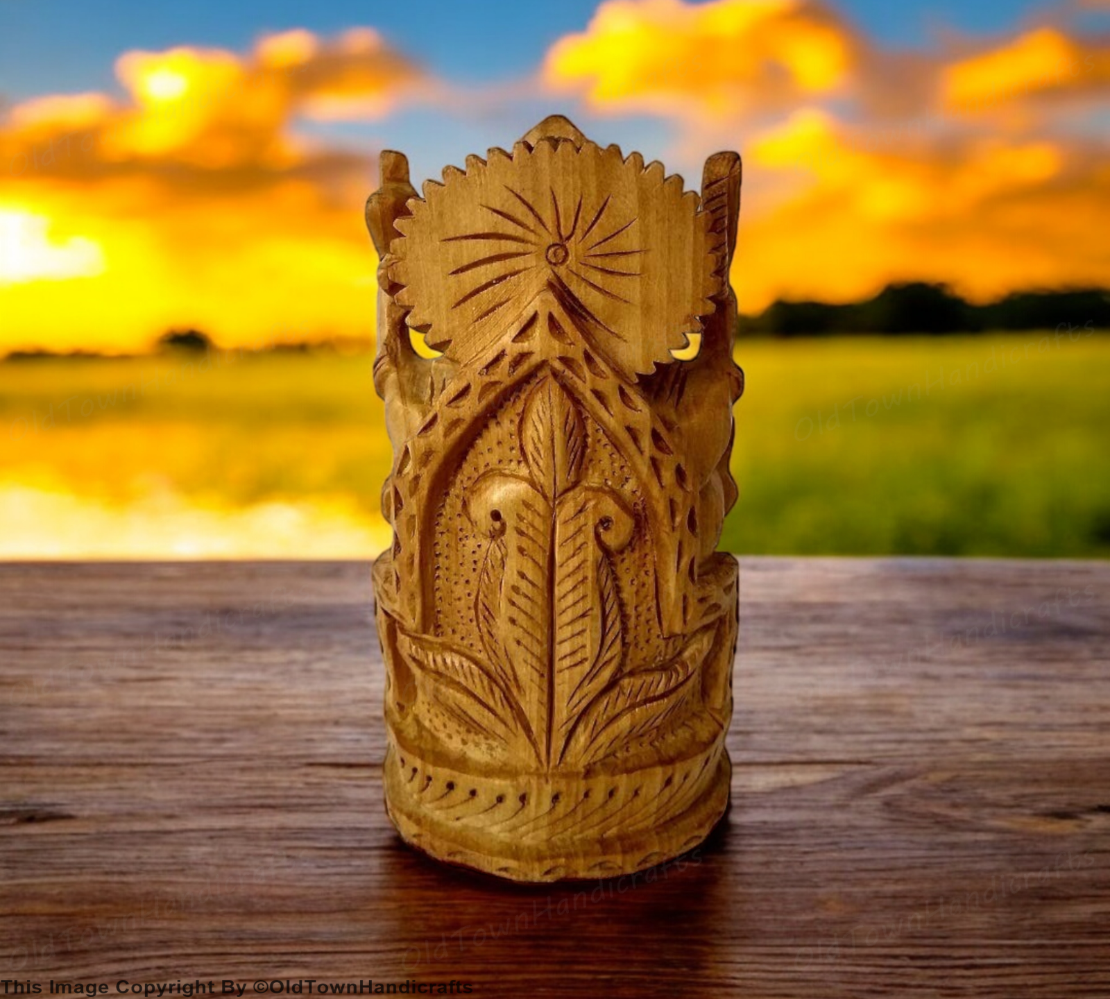 Handcrafted Wooden Ganesh Ji Showpiece  4 Inch Hindu God of Wisdom