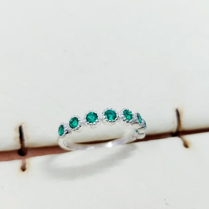 Lab Created Emerald Eternity Band Round Cut Green Emerald Birthstone Ring Us5~15