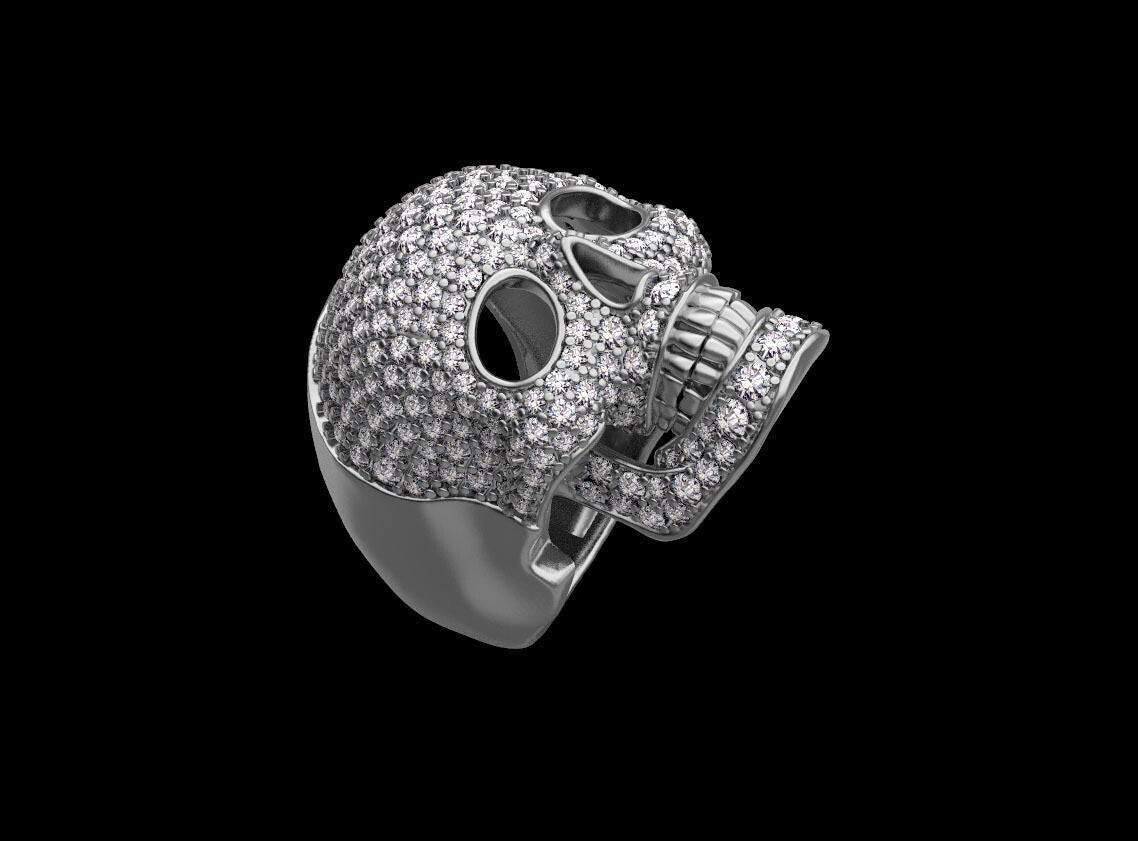 Men Skull Ring 925 Silver Moissanite Skull Ring Handmade Biker Jewelry US7~15