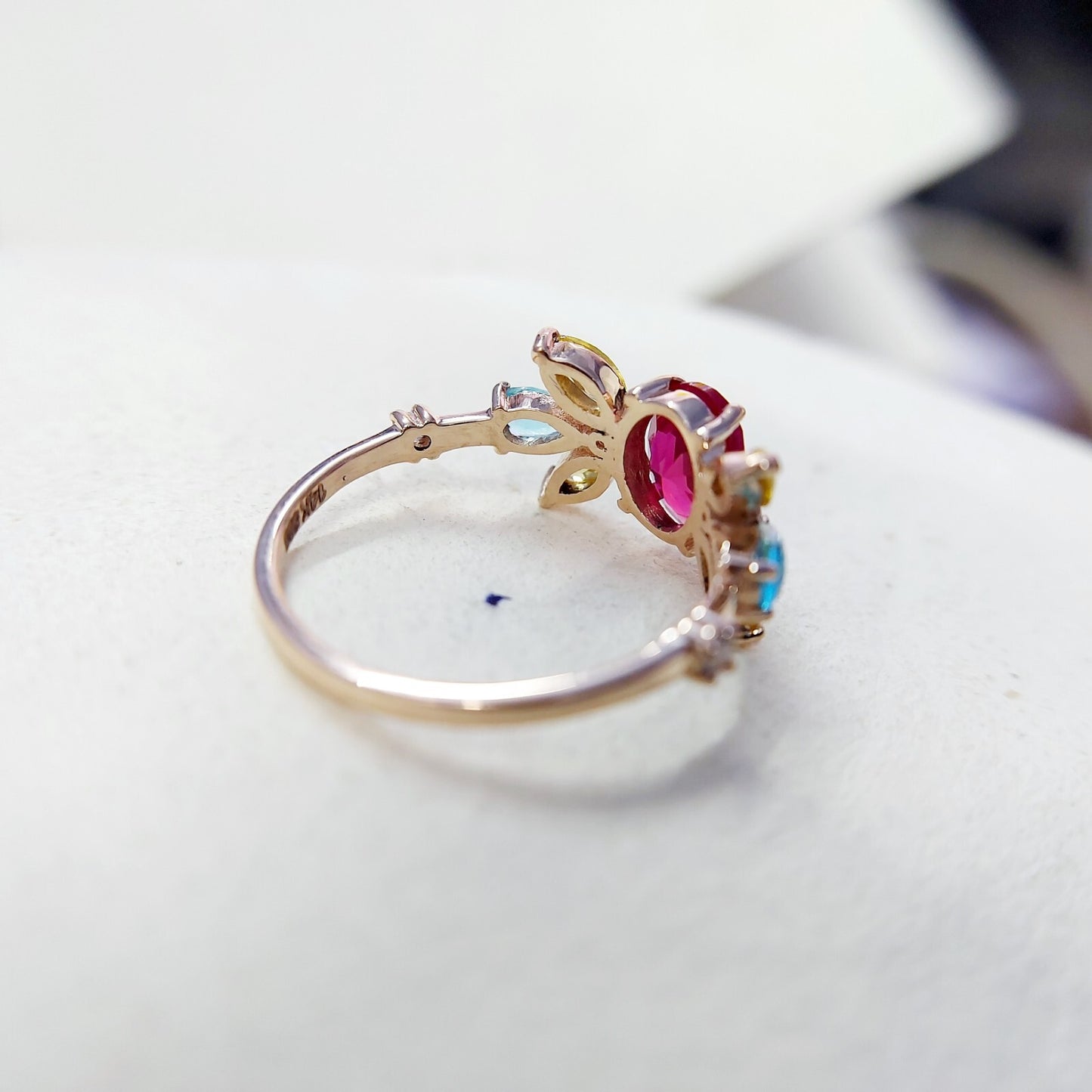 Oval Ruby Multi Gemstone Wedding Ring 925 Silver Women Engagement Band US5-15