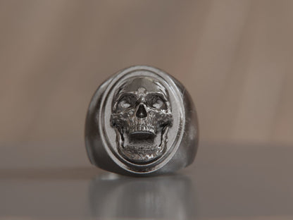 Polished Skull Gothic Ring Silver Skull Signet Biker Punk Wedding Ring Us5~15