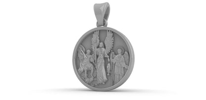 925 Sterling Silver San Miguel Archangel Medal Pendant Women Men Necklace