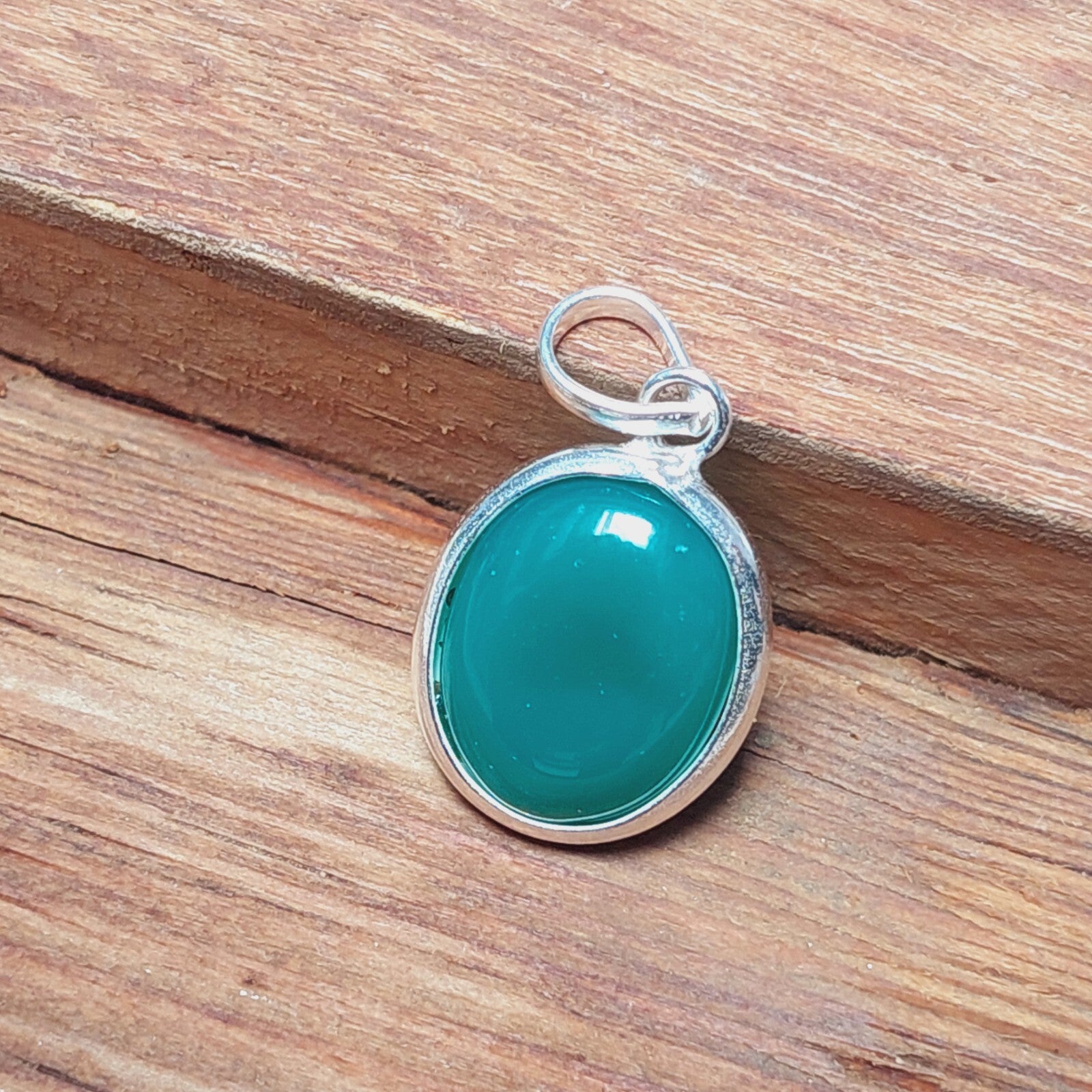 925 Sterling Silver Ovel Green Onyx Pendant Layering Necklace,Gift For Wome