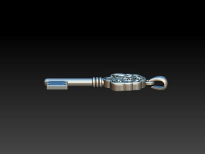 Silver Heart Key Pendant Necklace Gift for Her Handmade Key Jewelry Women Men