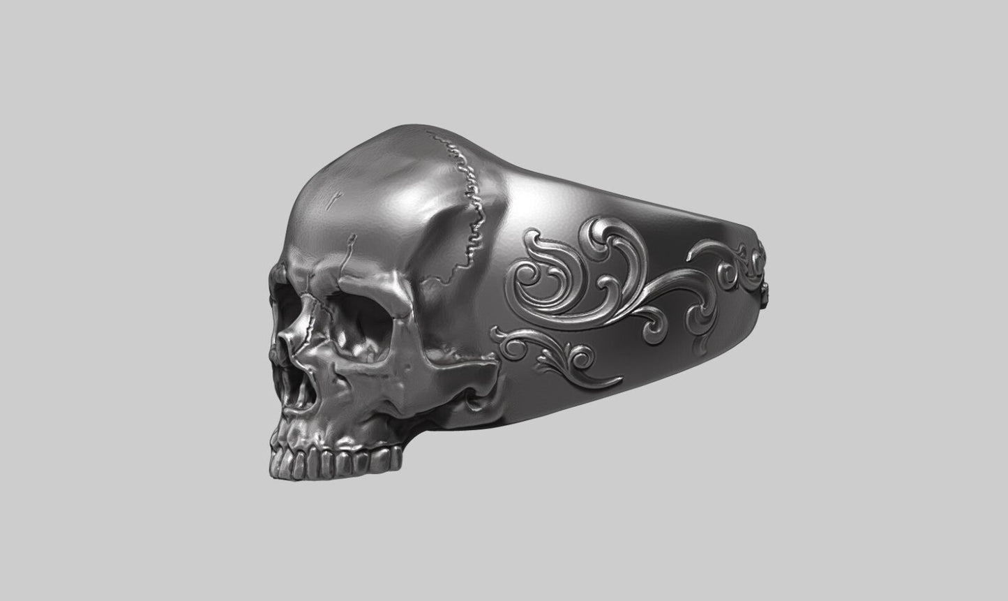Silver Skull Ring Handmade Bold Gothic Heavy Biker Ring For Men Women US5~15