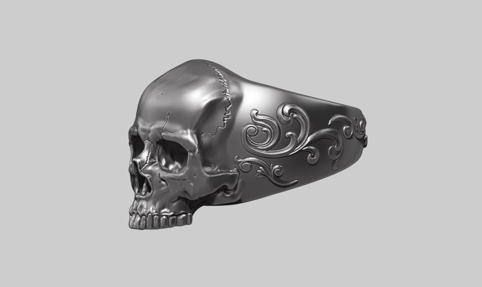 Silver Skull Ring Handmade Bold Gothic Heavy Biker Ring For Men Women US5~15