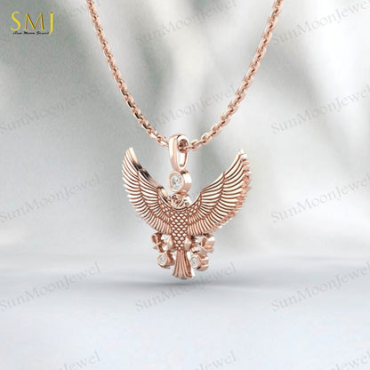American Eagle Pendant 925 Silver CZ Eagle Necklace Men Biker Chain Gift US5~15