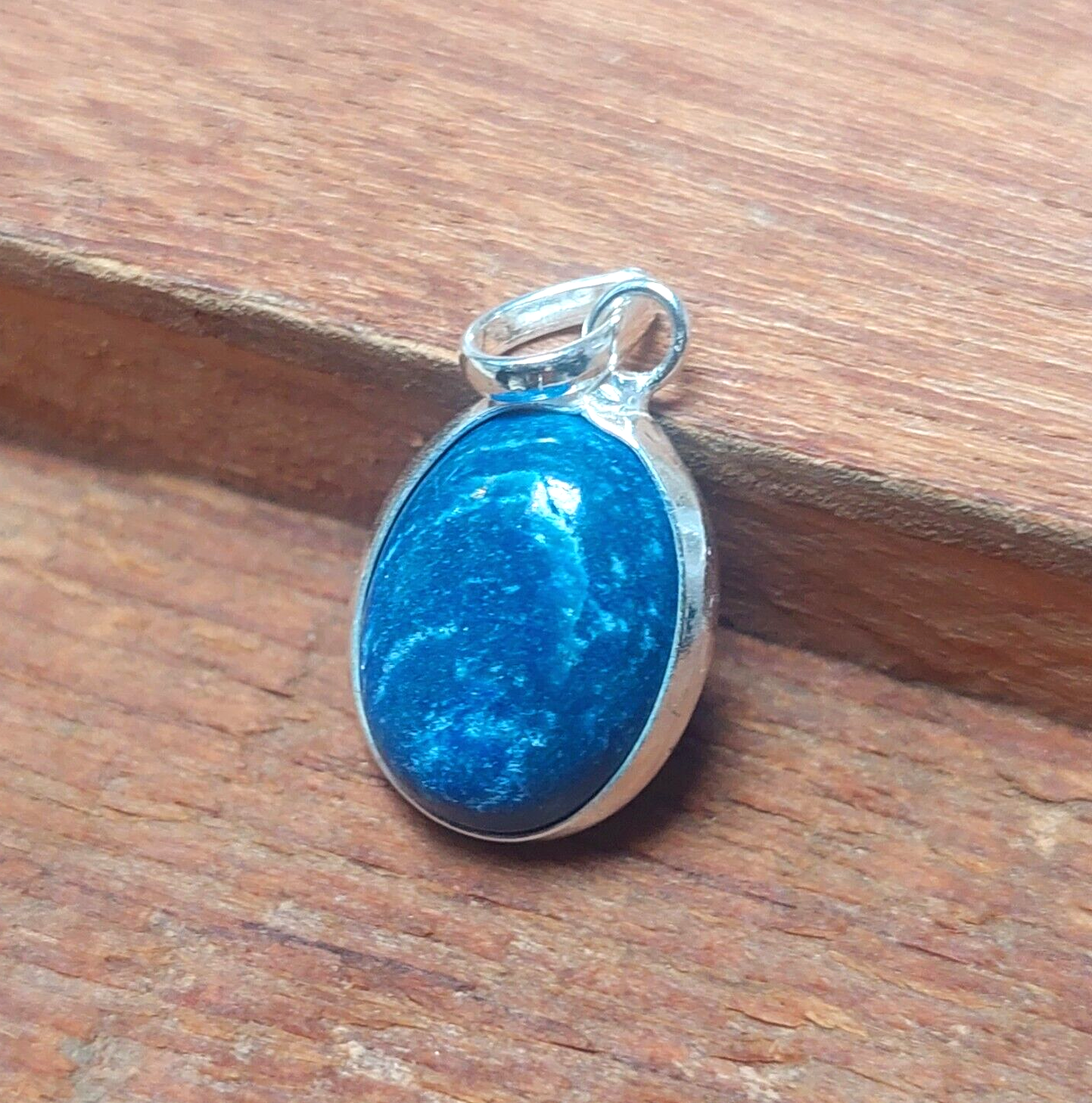 925 Sterling Silver Ovel Natural Blue Lapis Lazuli Pendant Necklace Gift For Her