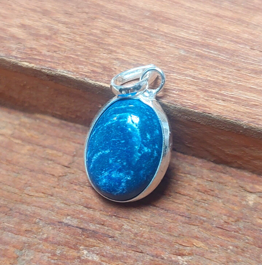 925 Sterling Silver Ovel Natural Blue Lapis Lazuli Pendant Necklace Gift For Her