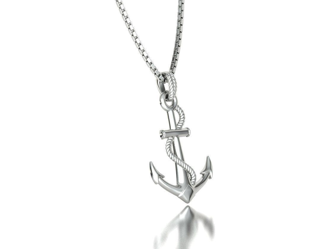 925 Silver Nautical Anchor Pendant Anchor And Rope Necklace For Men Women Gift