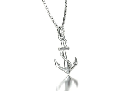 925 Silver Nautical Anchor Pendant Anchor And Rope Necklace For Men Women Gift