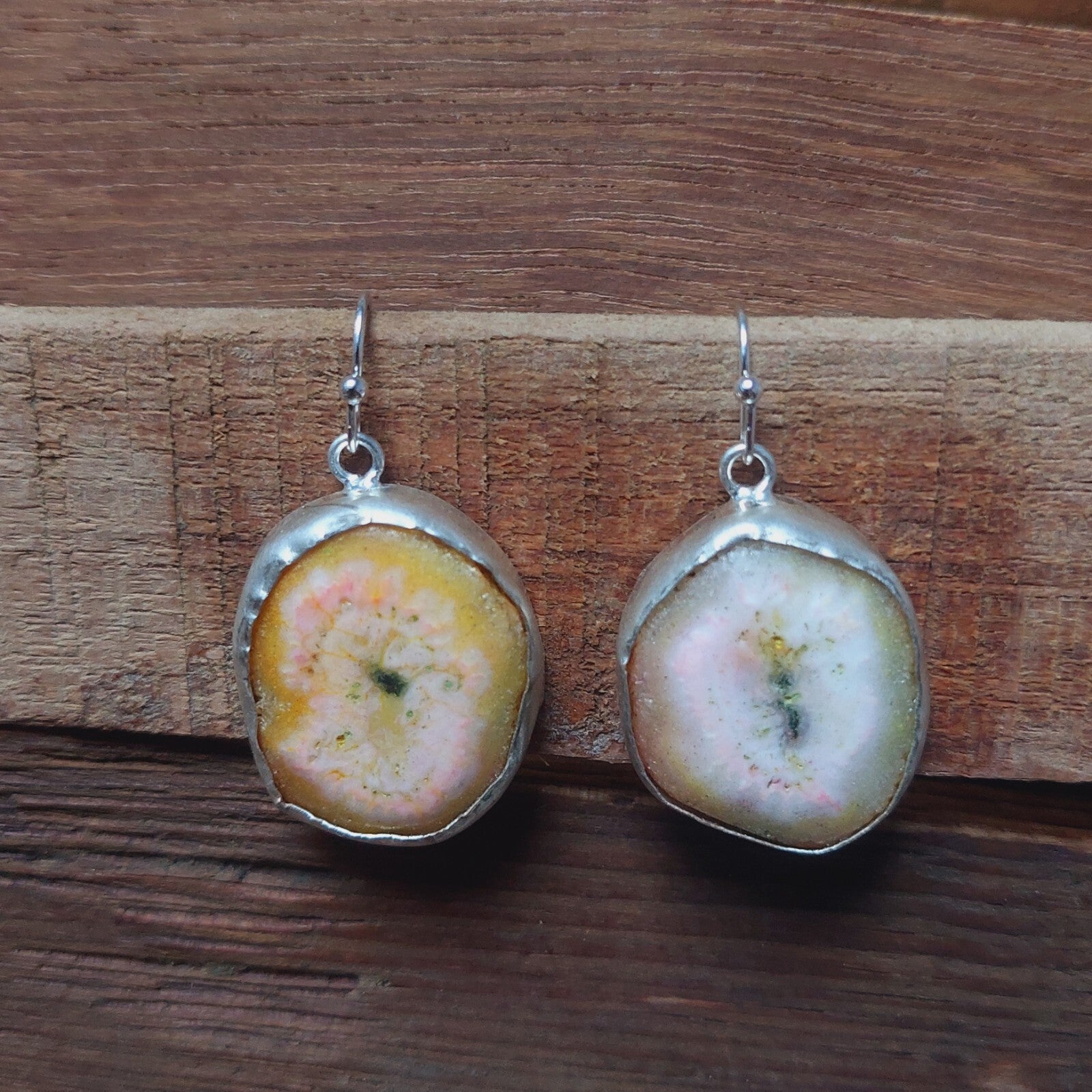 Unique Natural Color Solar Quartz 925 Sterling Silver Handmade Drop Earrings
