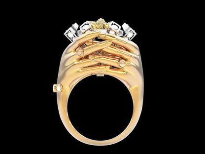 Gothic Brass Hand Holding Skull Ring Biker Punk CZ Custom Skull Ring Gift US5~15