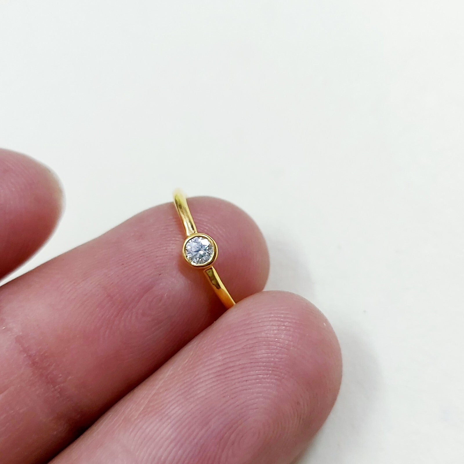 Solitaire Moissanite Ring Silver Minimalist Simple Engagement Ring Gift US5 ~15