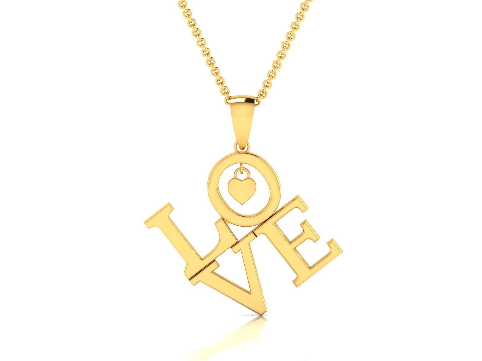 I Love You Heart Pendant Necklace Brass Valentines Gift for Wife Daughter Mom