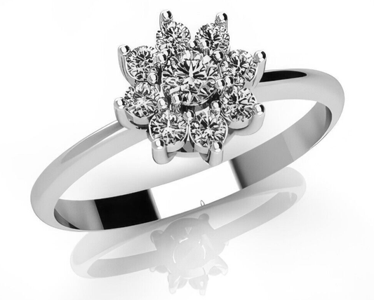 Flower Moissanite Solitaire Round Cut Ring Wedding Anniversary Gift Us5~ 15