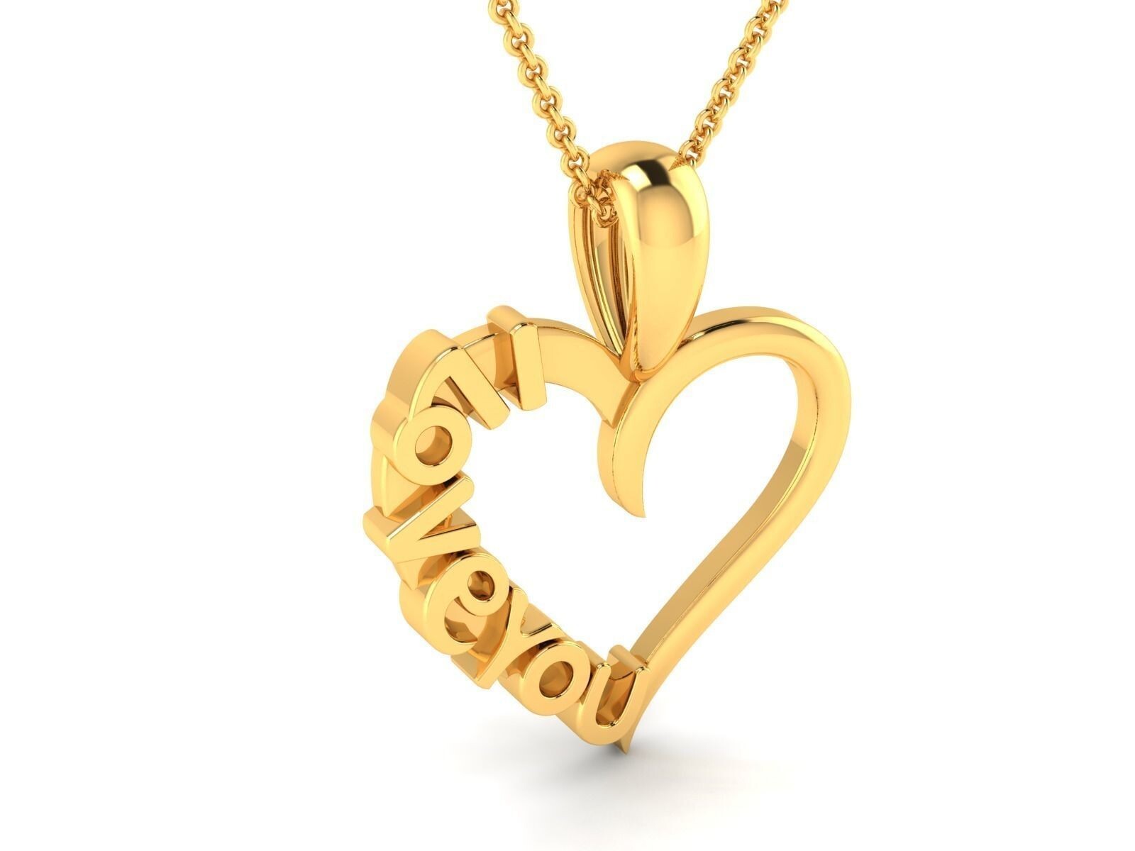 Heart Shape I Love You Brass Pendant Necklace For Women Wife Mom Christmas Gift