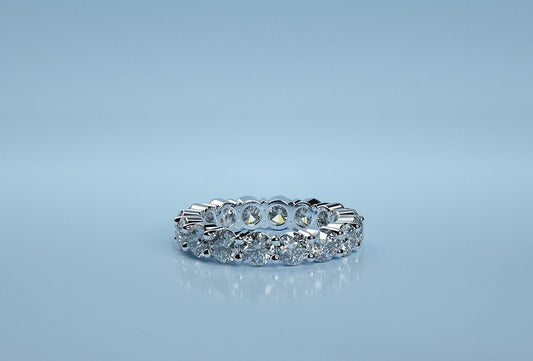 925 Silver CZ Round Eternity Bridal Wedding Band Skinny Ring Women Gift US5-15