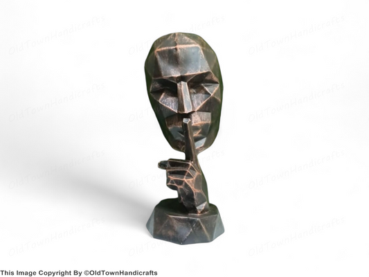 Diamond Cut Face Polyresin Handicraft Antique Human Face Decor 5x10 Inch Gold