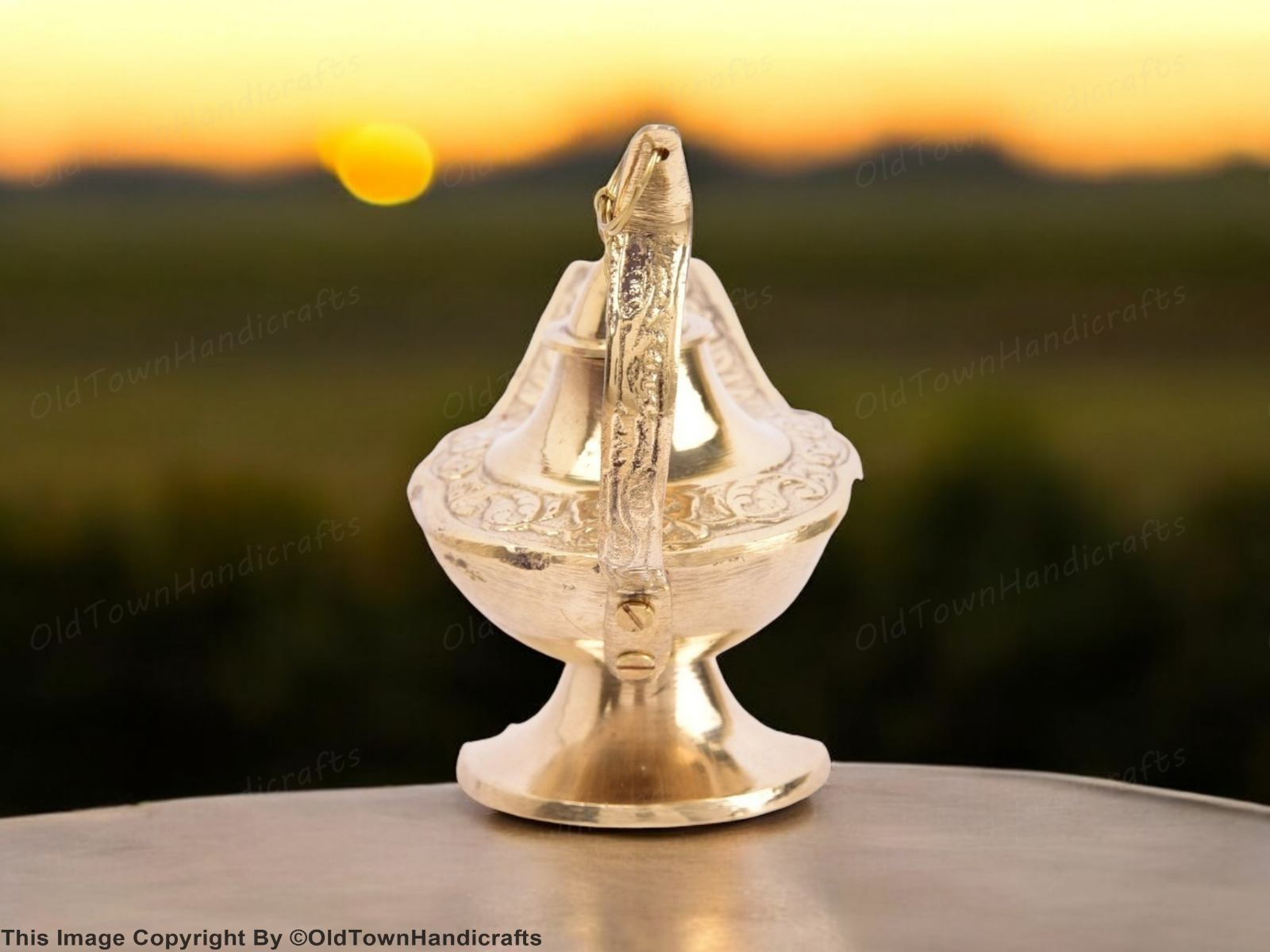 Aladdin Premium Antique Brass Chirag Showpiece Decorative Aladdin Lamp