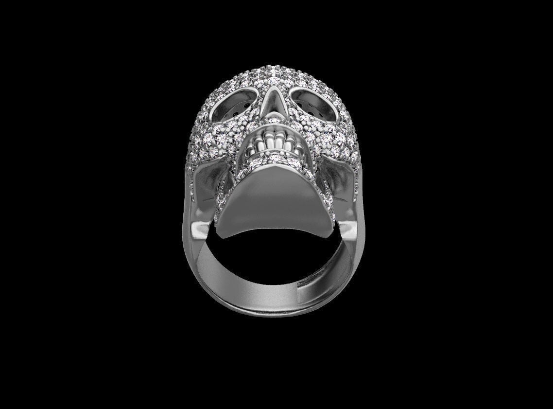 Men Skull Ring 925 Silver Moissanite Skull Ring Handmade Biker Jewelry US7~15
