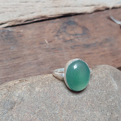 Oval Green Slice Agate Ring,925 Sterling Silver Agate Jewelry,Women's Ring