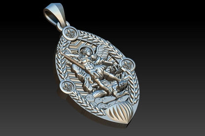 925 Silver San Miguel St Michael Archangel Gothic Charm Pendant Necklace For Men