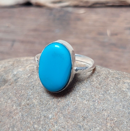Small Blue Turquoise RIng 925 Sterling Silver Handmade Women Ring Gift for her