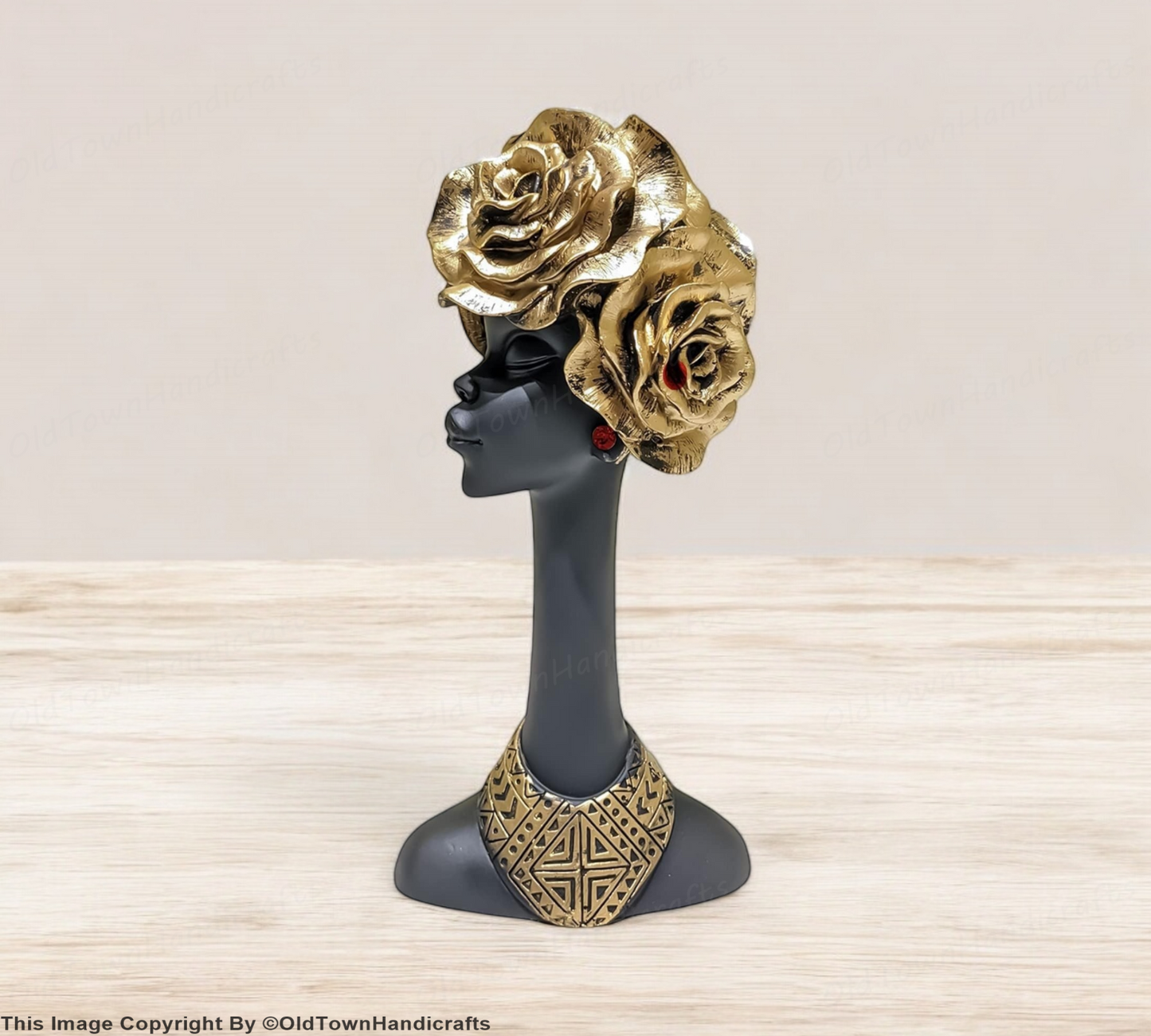 Resin African Flower Lady Showpiece Elegant Ethnic Decor Figurine Gift