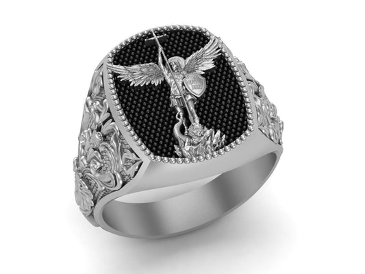 925 Sterling Silver Catholic St Michael Archangel Ring Michael Archangel Us7~ 15