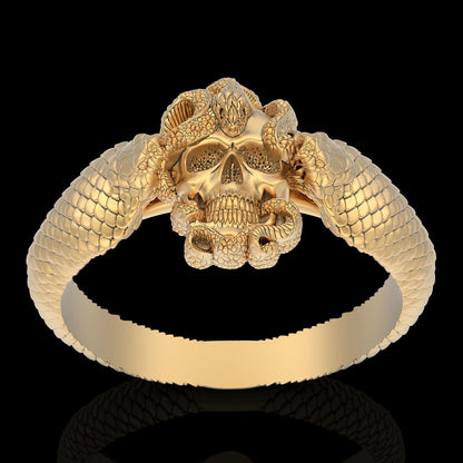 Gothic Double Snake Skull Ring Brass Handmade Punk Biker Men Retro Band US5~15