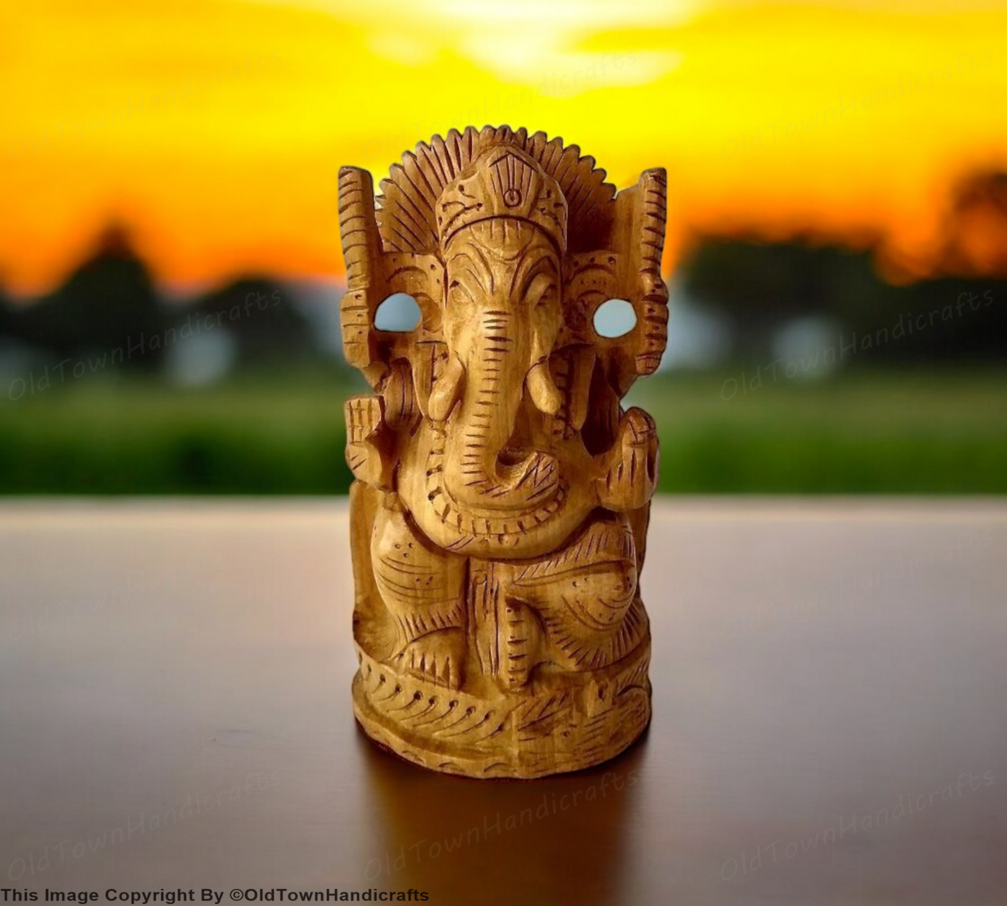 Handcrafted Wooden Ganesh Ji Showpiece  4 Inch Hindu God of Wisdom