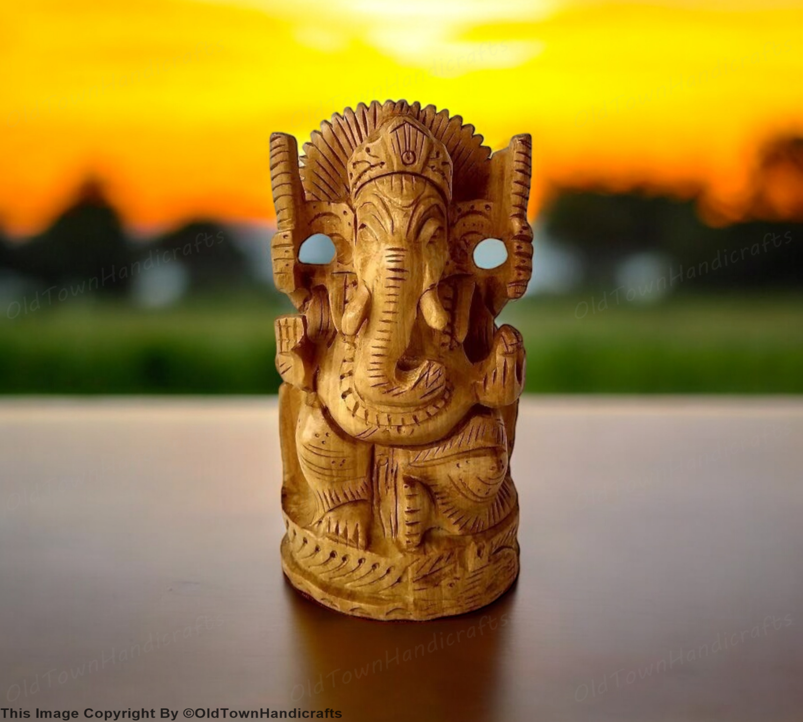Handcrafted Wooden Ganesh Ji Showpiece  4 Inch Hindu God of Wisdom