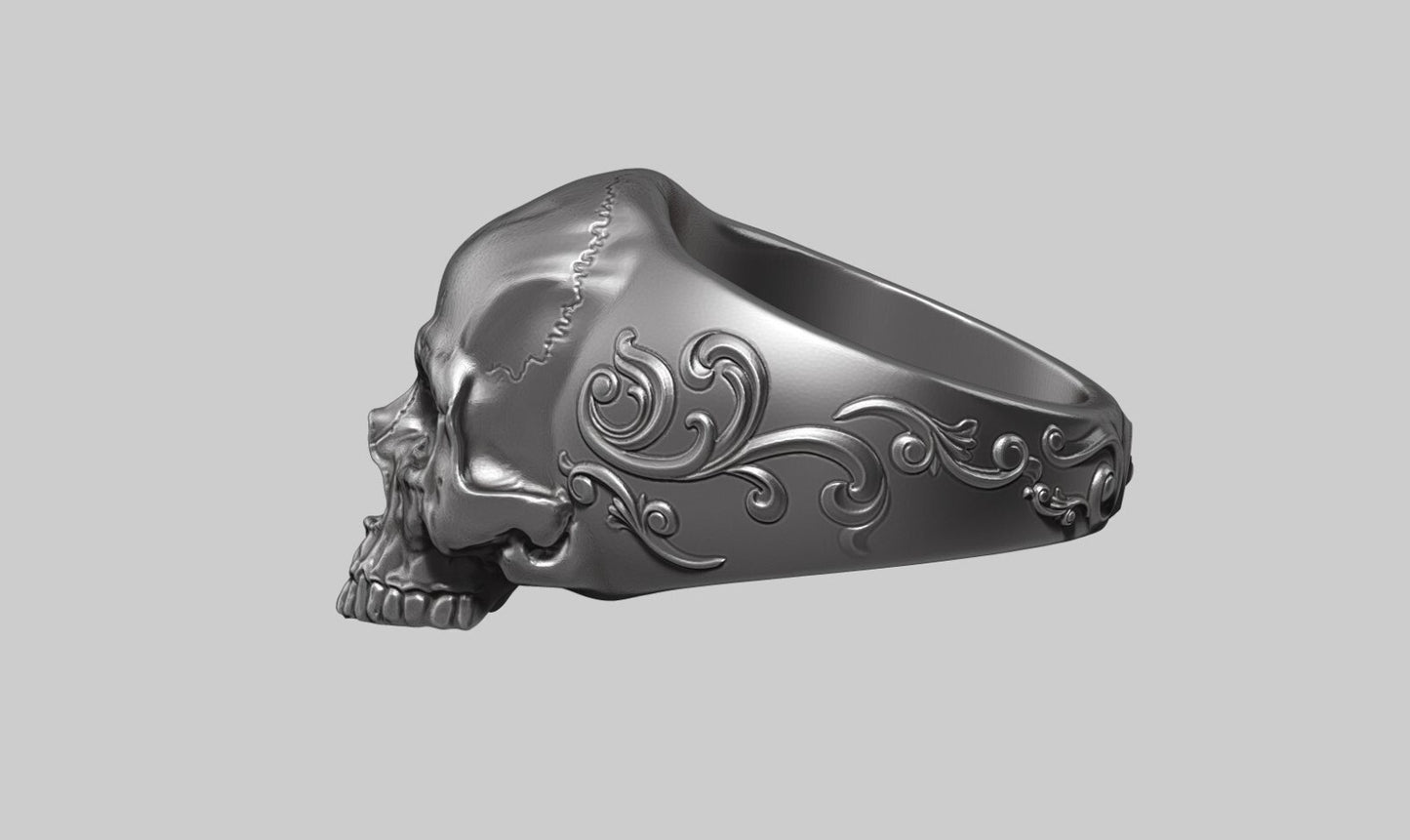 Silver Skull Ring Handmade Bold Gothic Heavy Biker Ring For Men Women US5~15