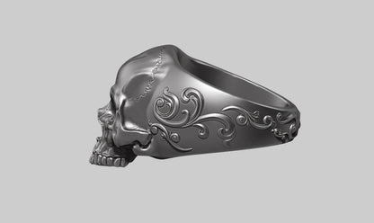 Silver Skull Ring Handmade Bold Gothic Heavy Biker Ring For Men Women US5~15