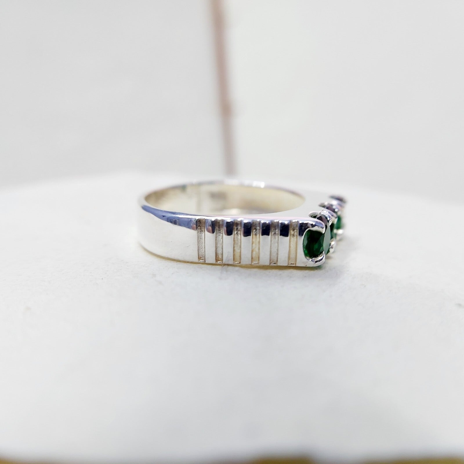 Round Cut Emerald Eternity Engagement Ring 925 Silver 3 Stone Women Ring Us5~ 15