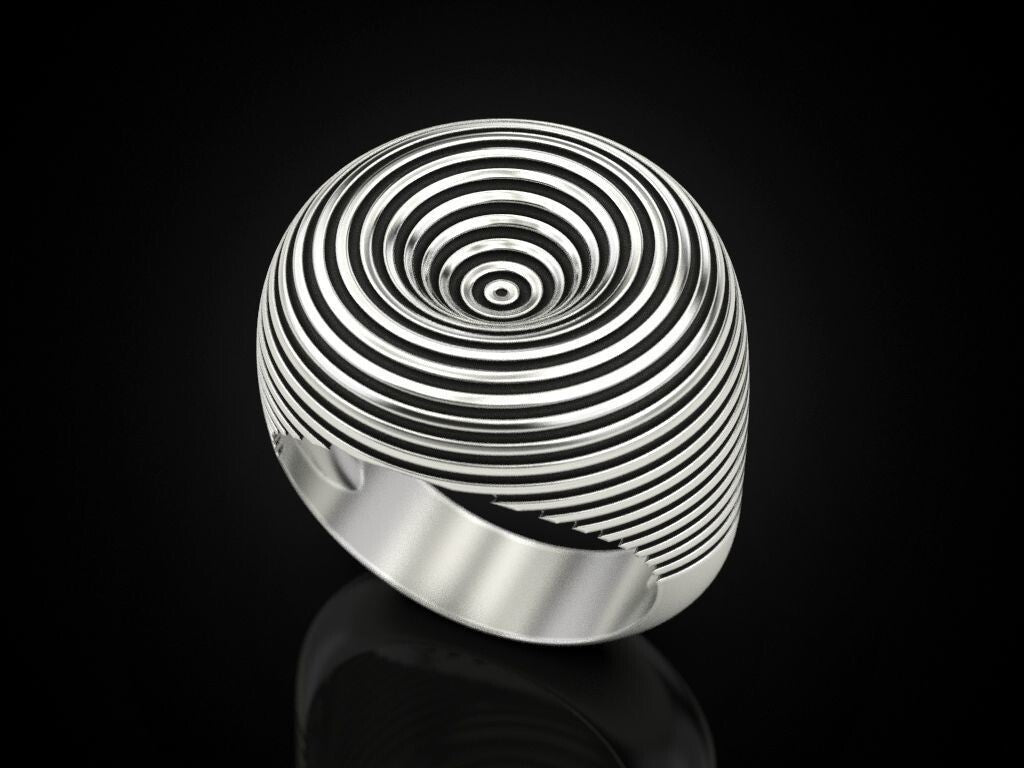 Hypnotic Spiral Ring Fine Silver Optical Illusion Statement Fashion Ring US5~15