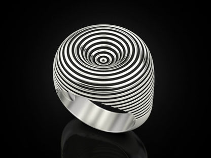 Hypnotic Spiral Ring Fine Silver Optical Illusion Statement Fashion Ring US5~15