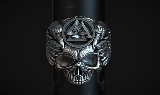Viking Odin Ring Valknut Raven Skull Norse Warrior Band Silver Skull Ring US5~15
