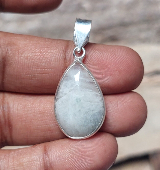 925 Sterling Silver Pear White Agate Pendant,Engagement Gift,Pendant For Love