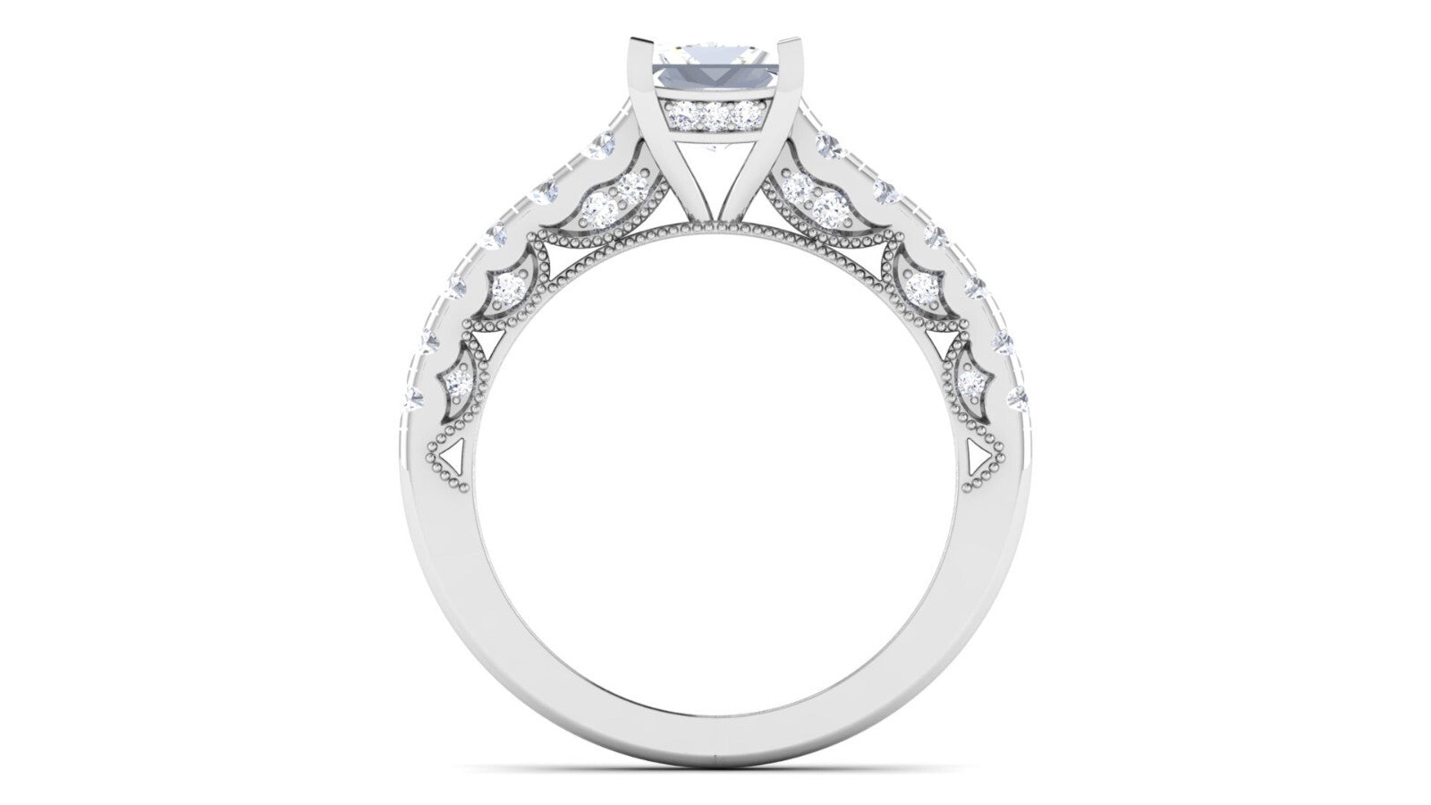 925 Sterling Silver Princess Cut Engagement Ring Lab Diamond Wedding Ring US5-15