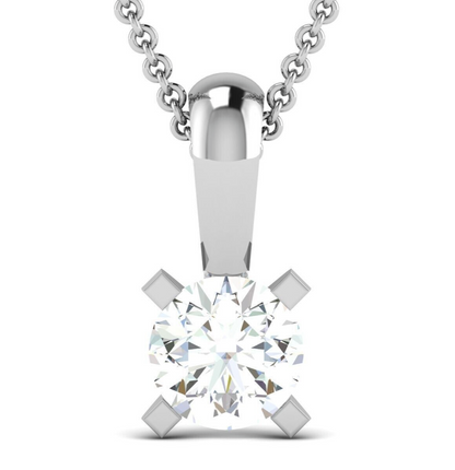 Silver Round Cut Solitaire Cubic CZ Pendant AAA CZ Round Single Necklace Women