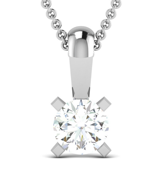 Silver Round Cut Solitaire Cubic CZ Pendant AAA CZ Round Single Necklace Women