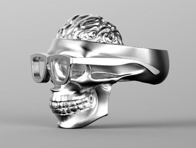 Handmade Skull Glasses Ring Gothic Biker Punk Silver Unique Gift Men US 5~ 15