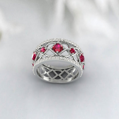 Natural Ruby 925 Sterling Silver Rose Gold Promise Ring Wedding Anniversery Gift