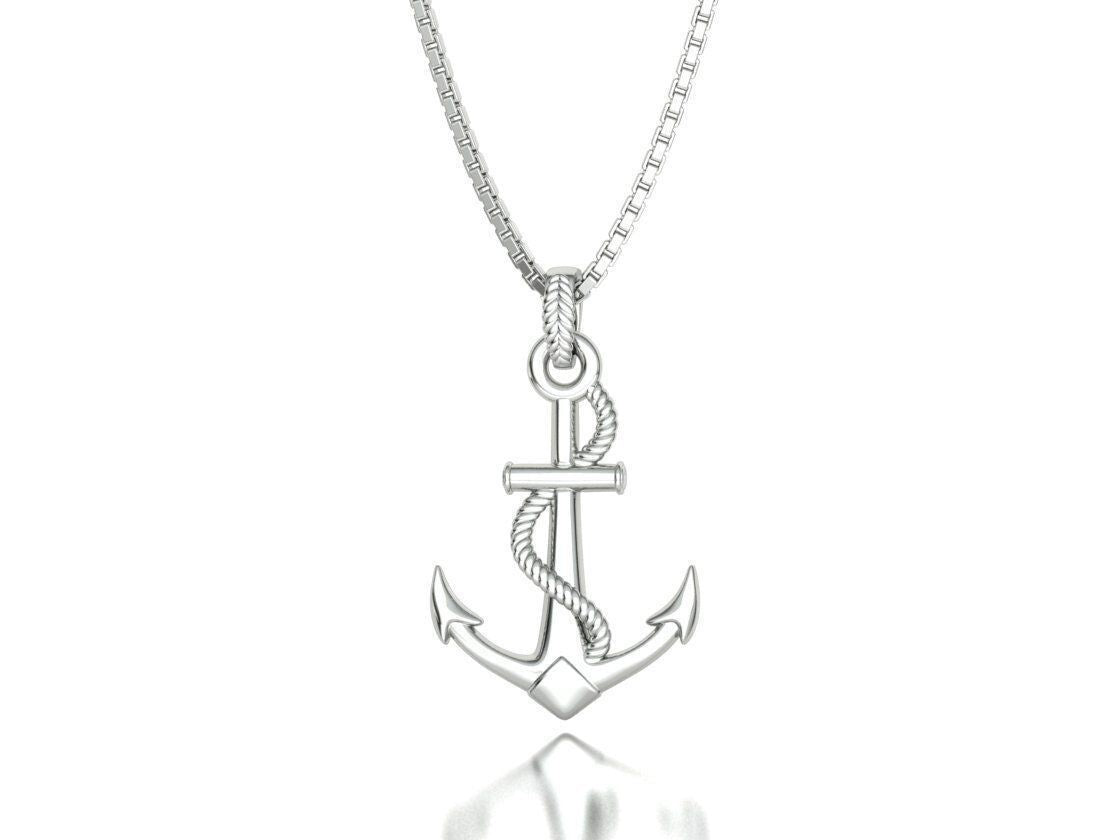 925 Silver Nautical Anchor Pendant Anchor And Rope Necklace For Men Women Gift