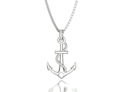 925 Silver Nautical Anchor Pendant Anchor And Rope Necklace For Men Women Gift