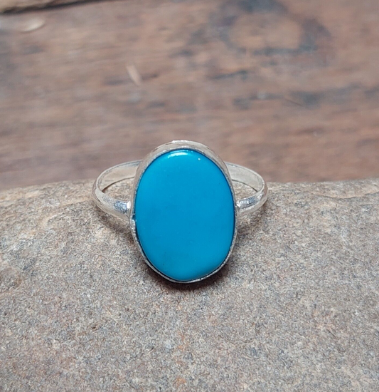 Sleeping Beauty Turquoise 925 Sterling Silver Minimalist Solitaire Dainty Ring