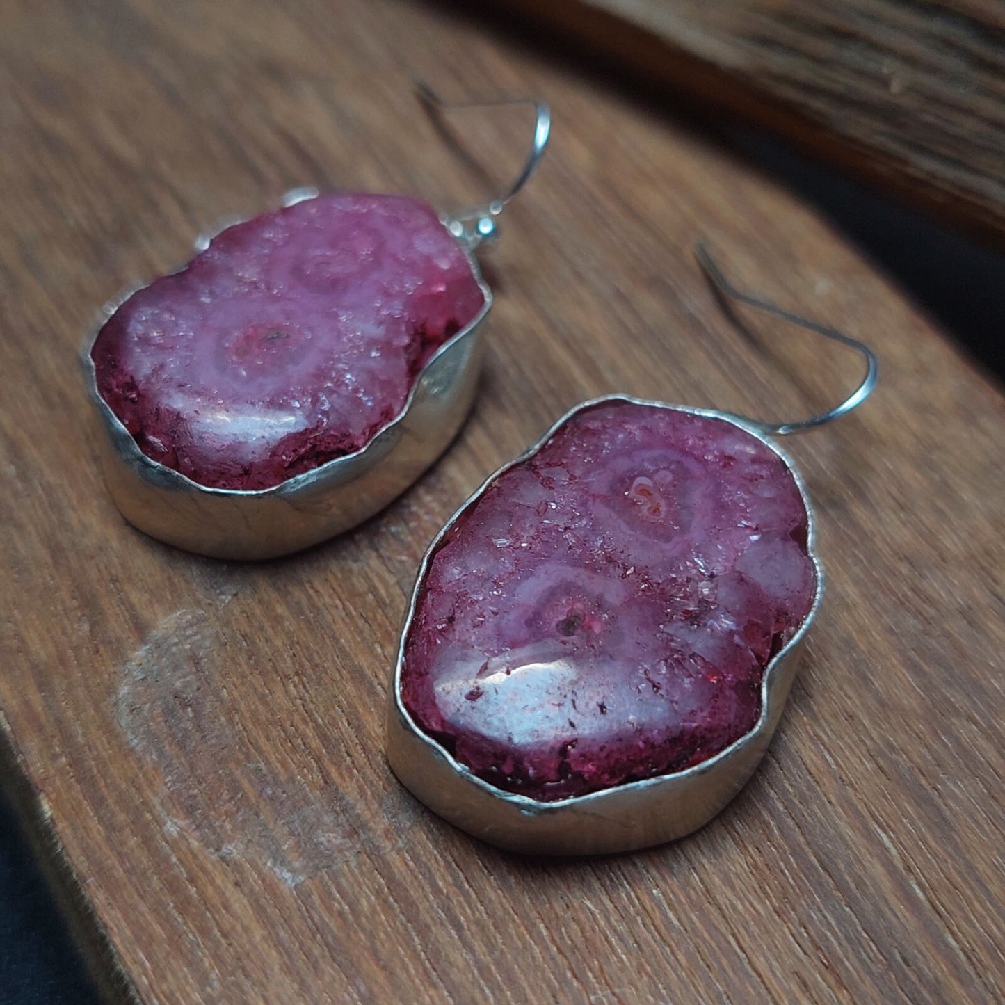 925Sterling Silver Pink Solar Quartz Gemstone Earring Handmade Jewelry For Women