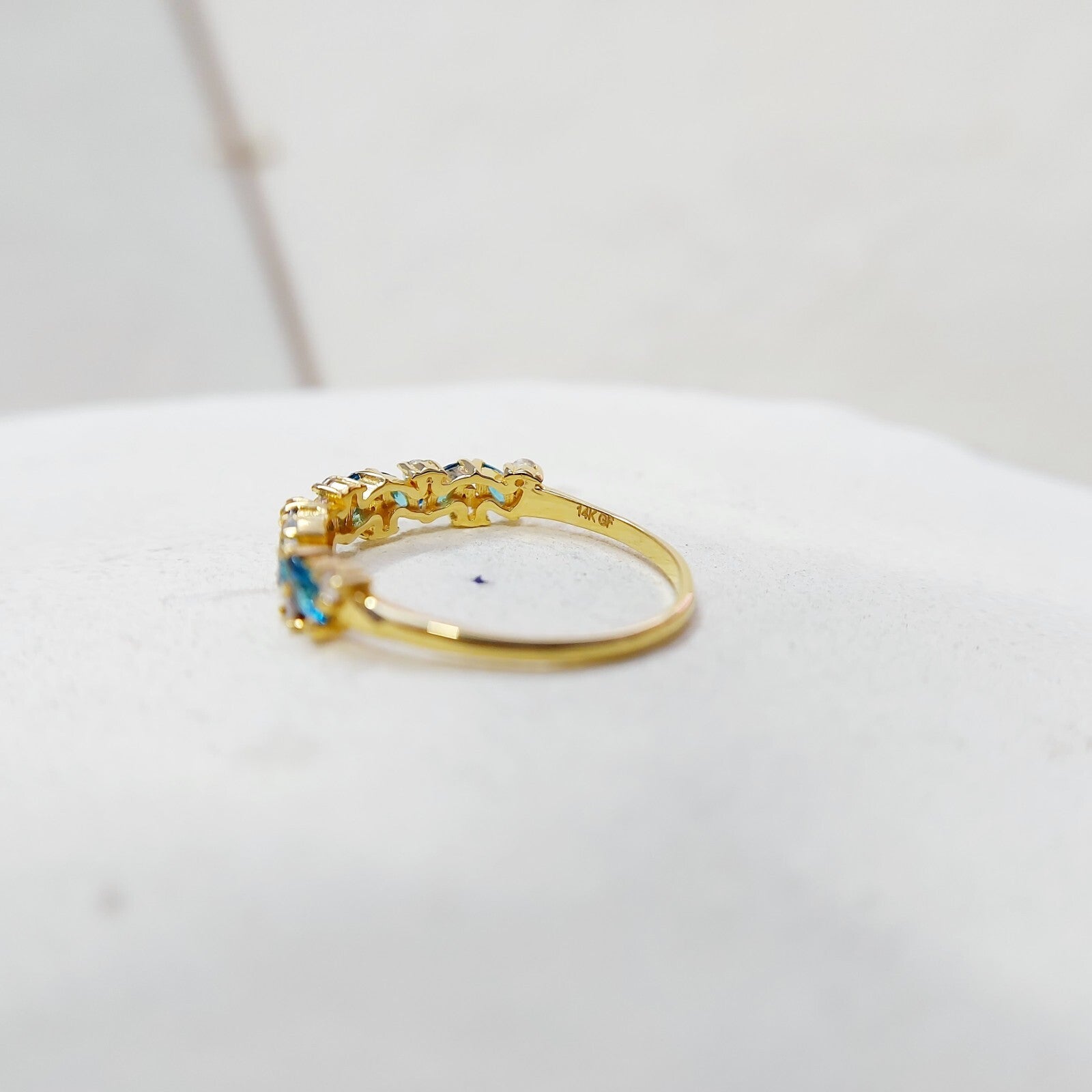 Marquise Blue Topaz Engagement Ring 925 Silver Handmade Band Wedding Band Us5~15